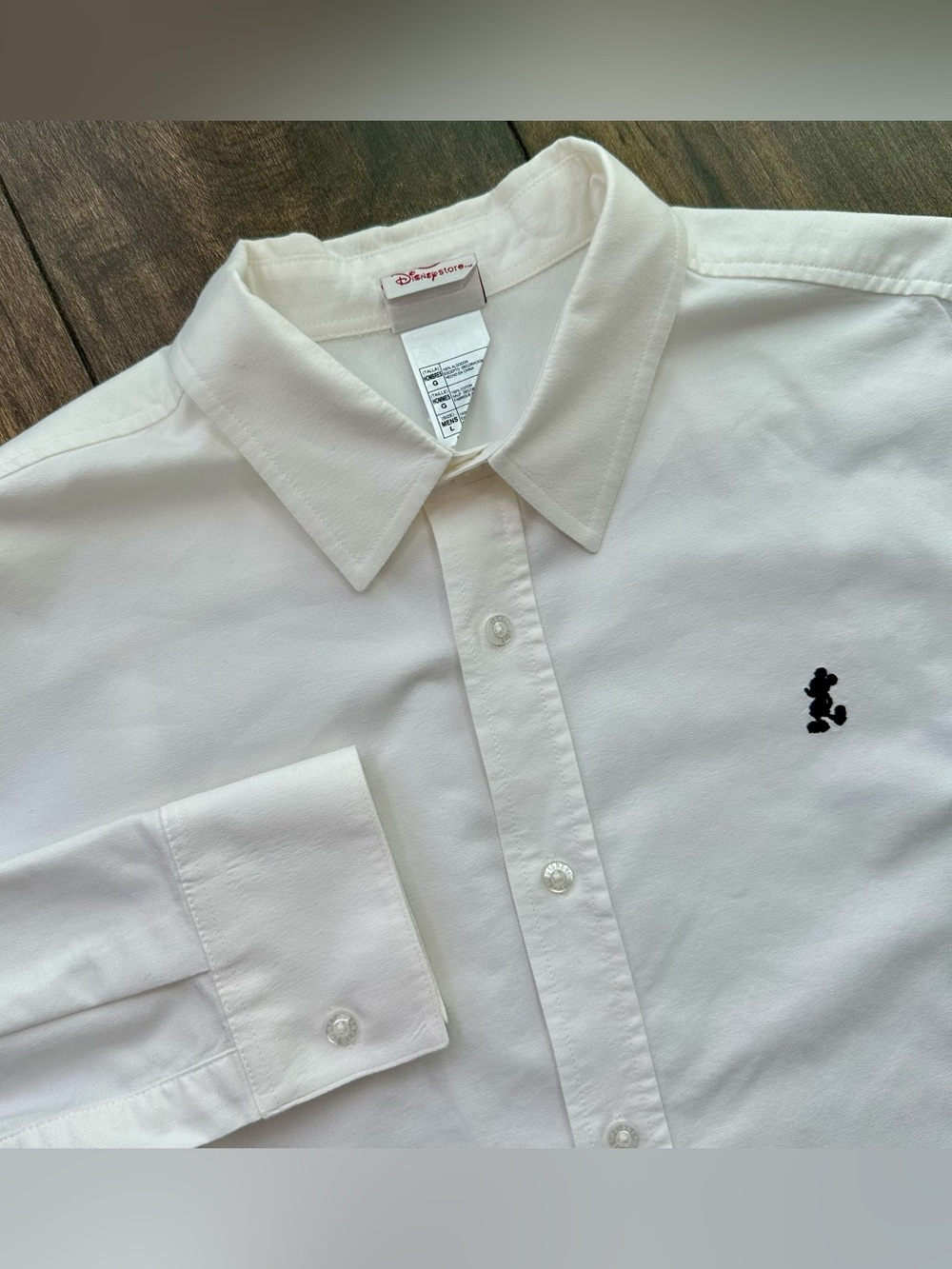 Disney Store Vintage Mickey Mouse White Dress Shirt - Men’s Large - Long Sleeve